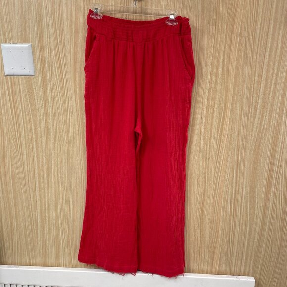 New In Red Gauze Pants size large - Picture 1 of 6